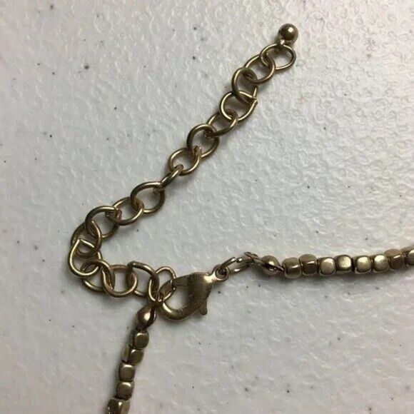 Tassel Necklace Gold Chain Silver Beaded Turquoise Color Stones Lava Beads - Picture 6 of 13